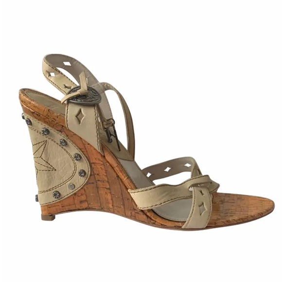 Dior Shoes - Authentic Dior Gaucho Vintage Cork Wedges – Size 37 (Good Condition)